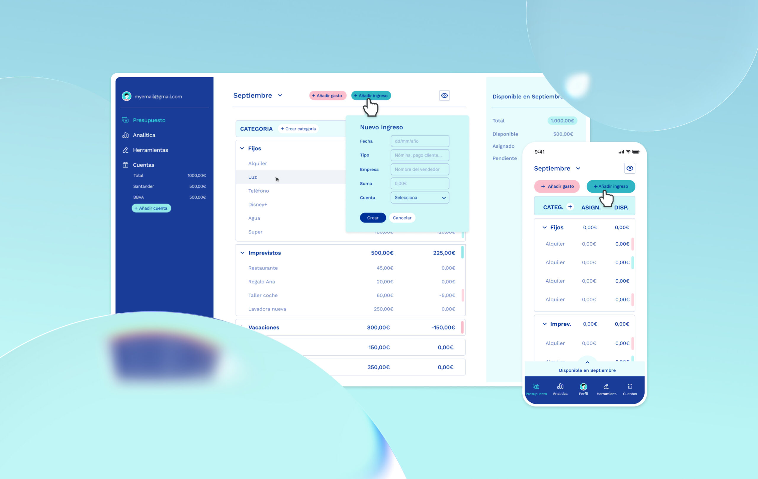 Fitbudget app UI UX design add income screen