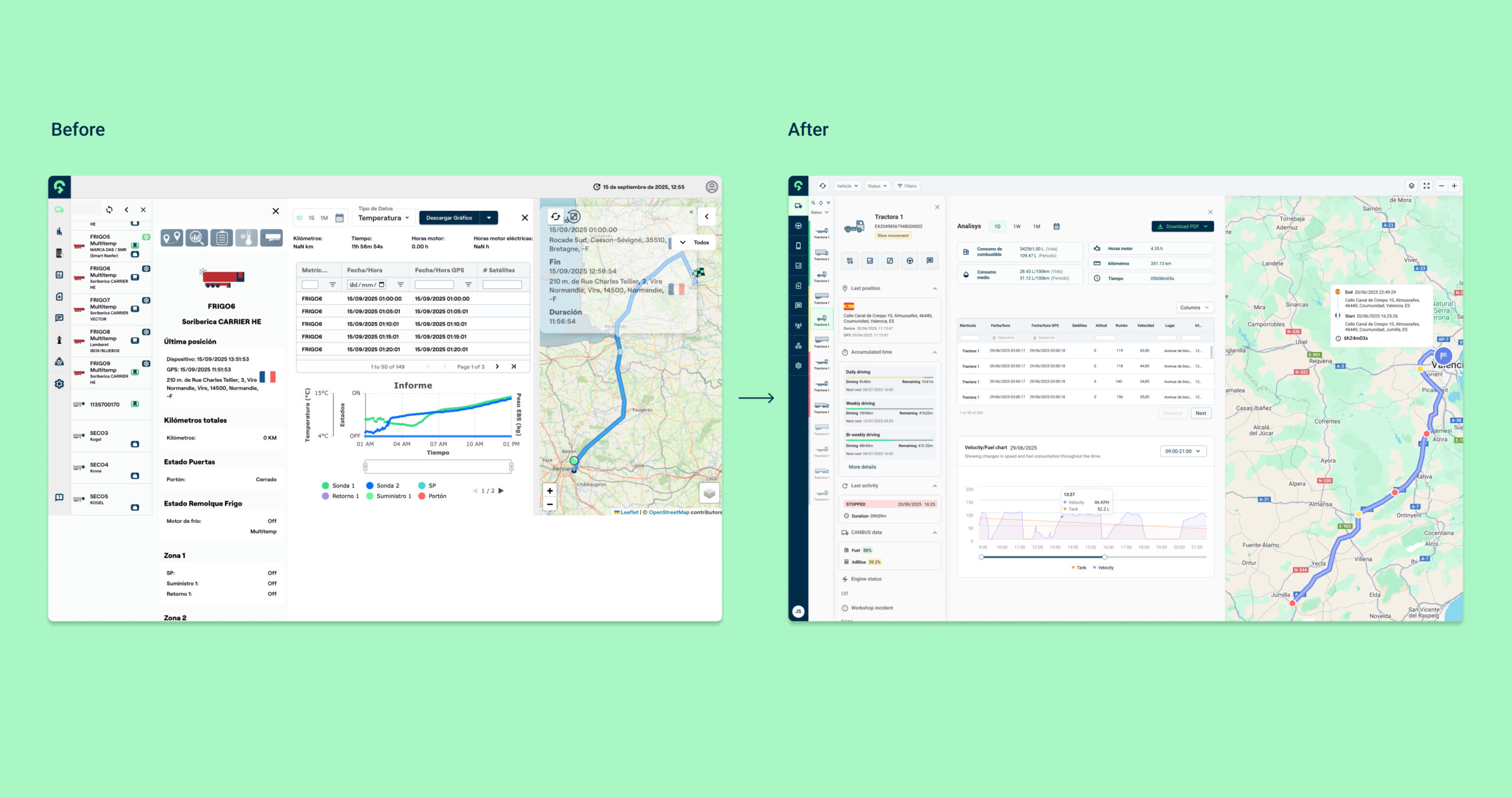Gesinflot logistics platform before and after UI UX Design