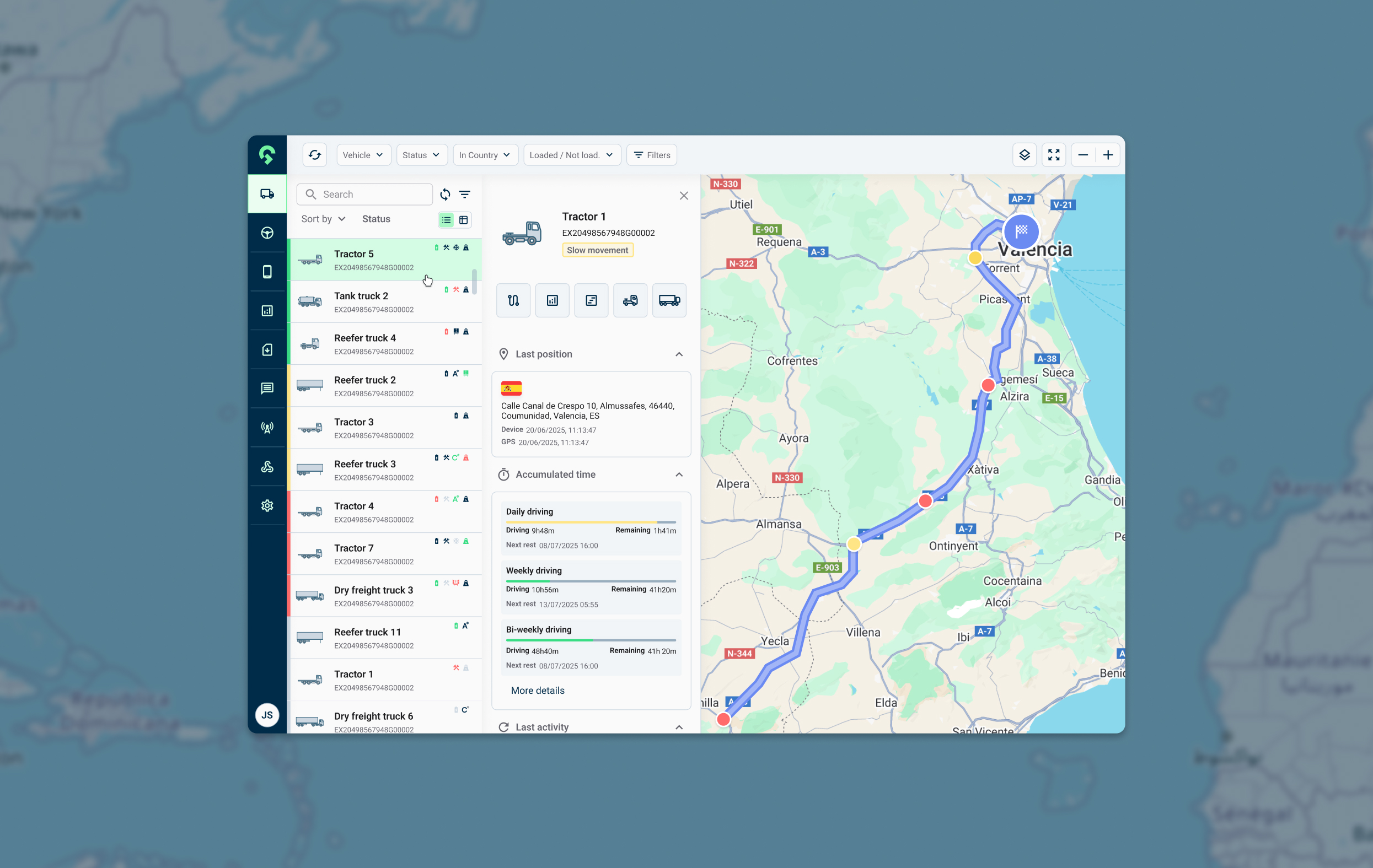 Gesinflot vehicle list UI/UX design
